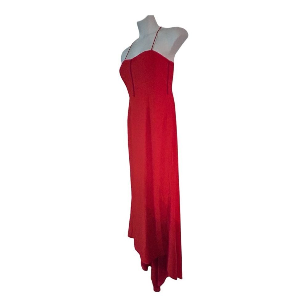 Jarlo Gown w/ Train High Low Fluted Formal Wedding Guest Prom Red Maxi Dress - Picture 5 of 15